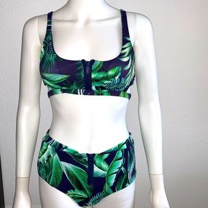 TiNiBiKiNi tropical print hi waist bikini XS S L